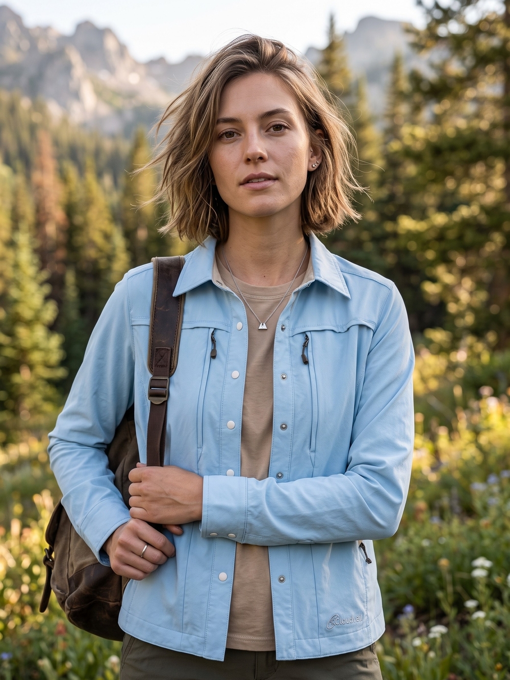 Cloudveil Snap Front Hiking Trail Shirt Jacket Gorpcore Cabincore Outdoor Blue
